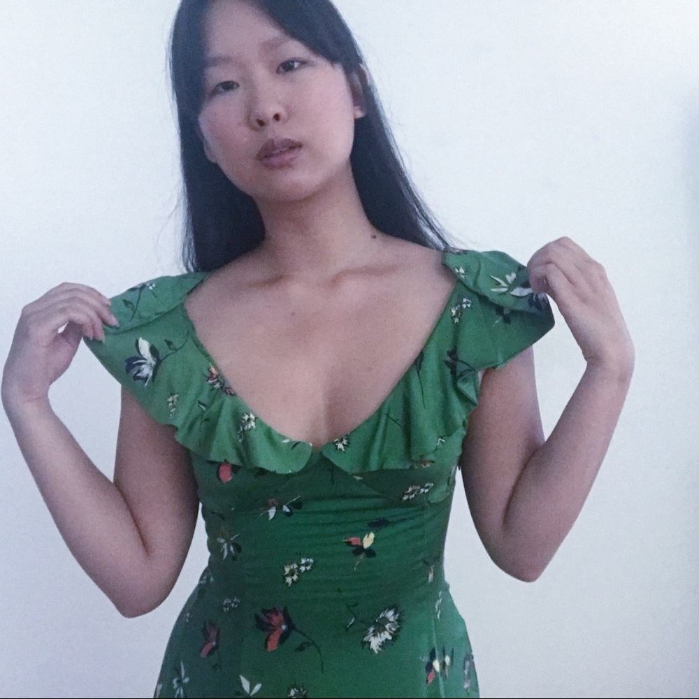 Green floral dress🌿